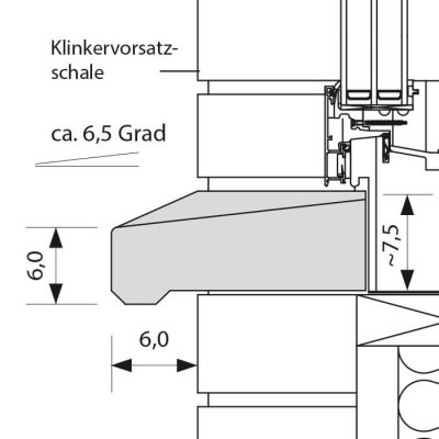 Gold Betonfensterbank AFB 14 für 2-schaliges Mauerwerk basalt