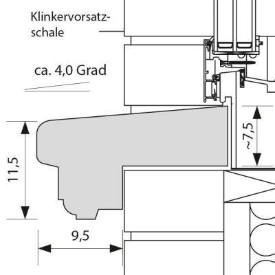 Gold Betonfensterbank AFB 15 für 2-schaliges Mauerwerk basalt grau